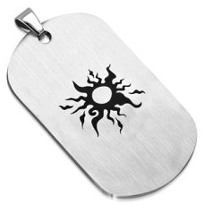 Ocelový přívěšek - matná destička s ornamenty 30 x 50 mm