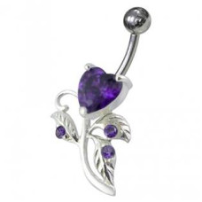 Stříbrný piercing do pupíku - srdíčko