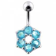 Stříbrný piercing do pupíku - kytička