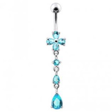 Stříbrný piercing do pupíku - kytička