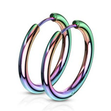 Duhové ocelové náušnice - kruhy 21 mm