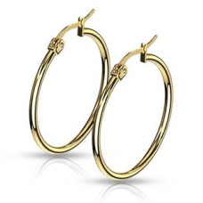 Zlacené ocelové náušnice - kruhy 30 mm