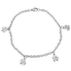 Ocelový náramek na nohu / ruku se čtyřlístky