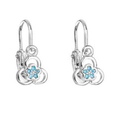 Stříbrné dětské náušnice kytičky, tyrkysové zirkony