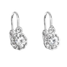 Stříbrné dětské náušnice, srdíčka čirá