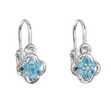 Stříbrné dětské náušnice, tyrkysová kytička