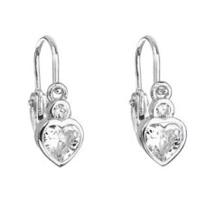 Stříbrné dětské náušnice, čirá srdíčka
