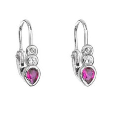 Stříbrné dětské náušnice, růžové zirkony