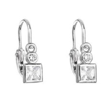 Stříbrné dětské náušnice čtverce, čiré zirkony