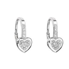 Stříbrné dívčí náušnice srdíčka se zirkony
