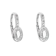 Stříbrné dámské náušnice oválky s čirými  zirkony