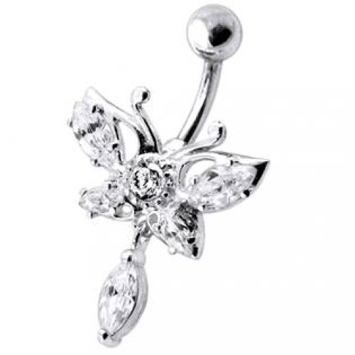 Stříbrný piercing do pupíku - motýl Stříbrný piercing do pupíku - motýl