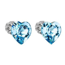 Stříbrné náušnice srdíčka Crystals from Swarovski® Aqua