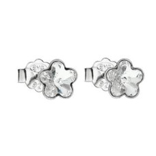 Stříbrné náušnice kytičky Crystals from Swarovski® Crystal