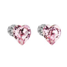 Stříbrné náušnice srdíčka Crystals from Swarovski® Rose