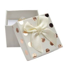 Dárková krabička na prsten/náušnice, bílá se zlatými puntíky