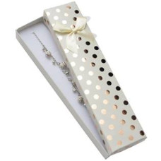Dárková krabička na náramek, bílá se zlatými puntíky
