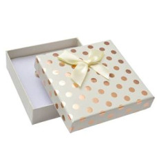 Dárková krabička na soupravu, bílá se zlatými puntíky