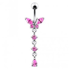 Stříbrný piercing do pupíku - motýlek