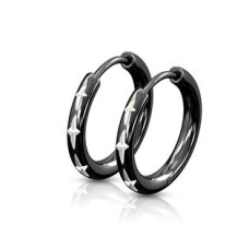 Černé ocelové náušnice s křížkovým dekorem