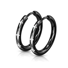 Černé ocelové náušnice s křížkovým dekorem