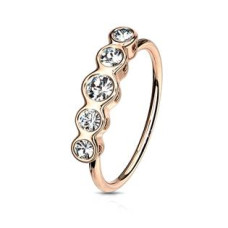 Zlacený piercing do nosu kroužek, čiré zirkony