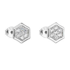 Stříbrné náušnice šestiúhelníky se zirkony