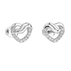 Stříbrné náušnice srdce se zirkony 