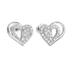 Stříbrné náušnice srdíčka se zirkony  