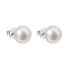 Stříbrné náušnice pecky s bílou říční perlou 