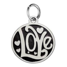 Drobný ocelový přívěšek s kroužkem - Love