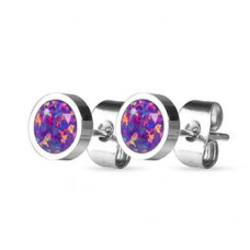 Ocelové náušnice s opály 6 mm