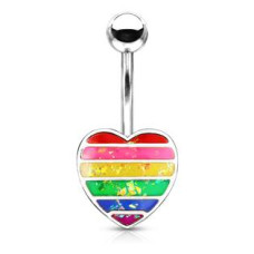 Piercing do pupíku, srdíčko s proužky