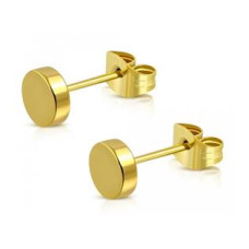 Zlacené ocelové náušnice placičky, 3 mm