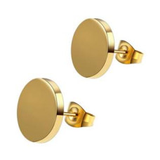 Zlacené ocelové náušnice placičky, 12 mm