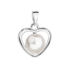 Stříbrný přívěsek srdce s perlou Crystals from Swarovski