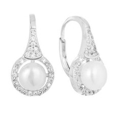 Stříbrné náušnice s říční perlou