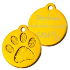 Hliníková psí známka tlapka malá