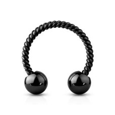 Černý piercing podkova vroubkovná 1,2 x 8 mm