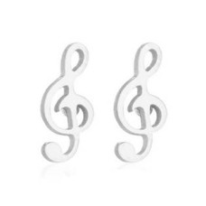 Ocelové náušnice - houslový klíč