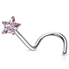 Zahnutý piercing do nosu hvězdička