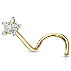 Zlacený piercing do nosu hvězdička