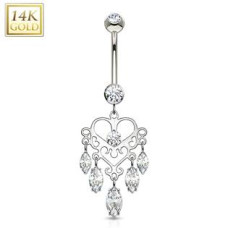 Zlatý visací piercing do pupíku, Au 585/1000