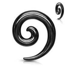 Ocelový roztahovák do ucha - spirála černá