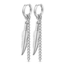 Visací ocelové náušnice s peříčky