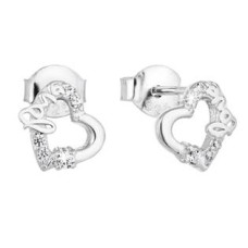 Stříbrné náušnice srdce Love