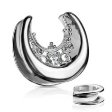 Ocelový tunel do ucha s ornamenty