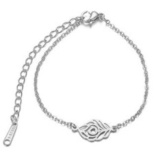 Ocelový náramek s peříčkem