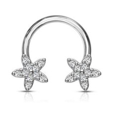 Piercing - podkova s kytičkami, čiré kamínky