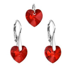 Sada náušnic a přívěšku se srdíčky Crystals from Swarovski® Siam